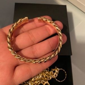 14k Wide Cuban Chain Bangle